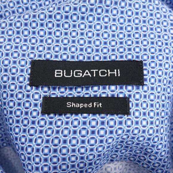 Bugatchi Shirt Mens 2XL Blue Geometric Shaped Fit Long Sleeve Button Up - Picture 6 of 9